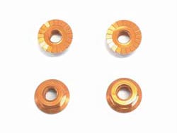 アルミM4フランジ付セレートナット(オレンジ) 4個入 [SXG-14SOR]