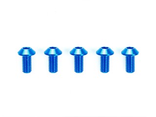 3×6mm ハイグレードアルミ六角丸ビス(ブルー・5本) [42327]