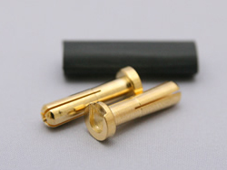 フラットトップゴールドプラグセット(4mm) 収縮チューブ付 オス2個入 [FT-G2]