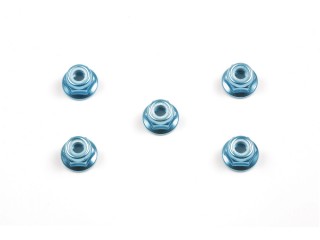 4mmアルミカラーフランジロックナット(ブルー 5個入) [OP-159]