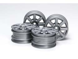 Mシャーシ 8本フラットスポークホイール(銀) 4本 [SP-1334]