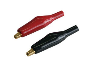 金メッキ ワニ口 中(赤・黒1ペア) [B36]