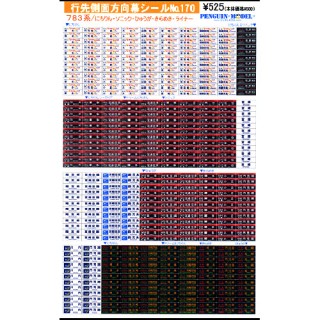 行先側面方向幕シール 783系/にちりん・ソニック・ひゅうが・きらめき・ライナー [PG-170]]