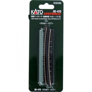 単線デッキガーダー曲線鉄橋 R481-15°(灰) ＜R481-15T＞(1pc) [20-472]]