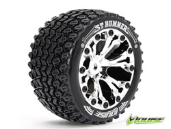 1/10接着済タイヤ(ST-HUMMER/フロント)(ベアリングハブ/クローム/2pcs) [AV3209SCB]