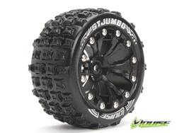 1/10接着済タイヤ(ST-JUMBO/リア)(1/2オフセット12mm六角ハブ/ブラック/2pcs) [AV3210SBH]