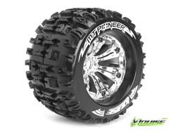 1/8接着済モンスタートラックタイヤ(MT-PIONEER)(1/2オフセット/クローム/2pcs) [AV3218CH]