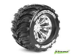 1/8接着済モンスタートラックタイヤ(MT-CYCLONE)(0オフセット/クローム/2pcs) [AV3220C]