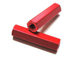 六角アルミポスト M3×Φ5.5×22.0mm レッドアルマイト 2本入 [MP-6M3L22R]