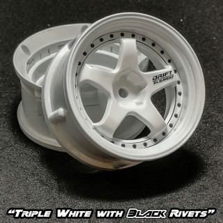 Dirft Element Wheel Adj Offset(2)/Triple White with Black Rivets [DE-002]]