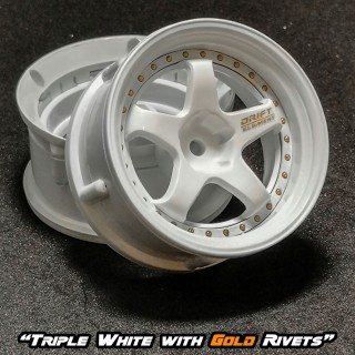 Drift Element Wheel Adj Offset(2)/Triple White with Gold Rivets [DE-004]]