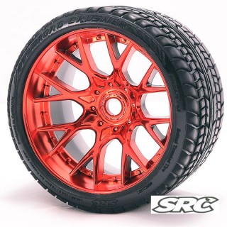Road Crusher オンロード接着済タイヤ レッド 1/2オフセット 2個入 [SRC1001R]]