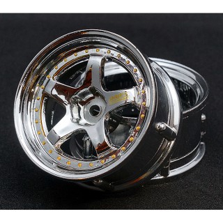 Drift Element Wheel - Adj Offset(2) / Triple Chrome with Gold Rivets [DE-009]]
