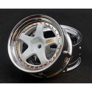Drift Element Wheel - Adj Offset(2) / White Face Chrome Lip with Gold Rivets [DE-011]]