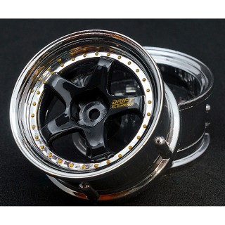 Drift Element Wheel - Adj Offset(2) / Hi Gross 2K Black Face Chrome Lip with Gold Rivets [DE-013]]