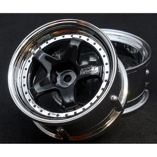 Drift Element Wheel - Adj Offset(2) / Hi Gross 2K Black Face Chrome Lip with Black Rivets [DE-014]]