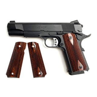 ウッドグリップ M45CQP/DOC(ダイヤチェッカー/ブラウン) [AWG-426]]