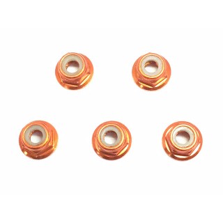 アルミフランジナイロンナット 4mm(オレンジ) 5個入 [SGE-04FOR]]