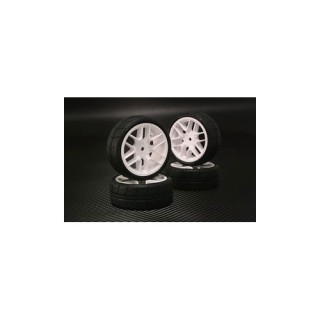 HANKOOK プリマウントラジアルタイヤセット 硬度34 24mm厚プロコンパウンド(12スポークホイール白+EXP-C) アスファルト用 4個入 [SSF-34AWPG]]