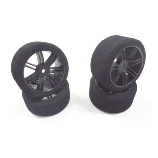 HOT RACE 1/10スポンジタイヤ フロントコンビ+リア37(ブラックリム)セット [AMR-HR10-BI37]]