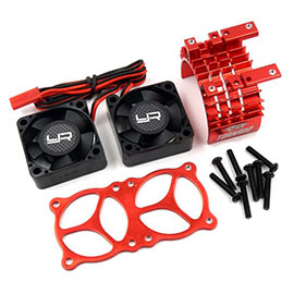 アルミ540/550モーターヒートシンク ツイントルネードハイスピードファン付 レッド [YA-0643RD]]