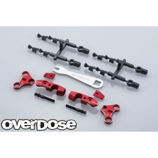 アジャスタブルアルミフロントアッパーアームセット(For OD/レッド) [OD2600b]]