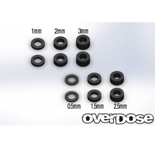 スペーサーセット 3x5.5(厚さ 0.5/ 1.0/ 1.5/ 2.0/ 2.5/ 3.0/ブラック/各2枚入り) [OD1954b]]