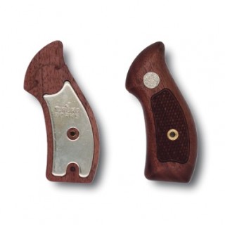 +Weight ラウンドタイプ・ウォールナット・チェッカーグリップ(Jフレームラウンドバット用) [TNK-01011]]