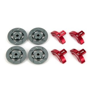 アルミ製 キャリパー&ローターハブ【ロゴ有り】レッド [DL337-2-R]]