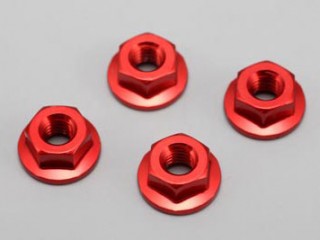 ●M4 アルミ製セレート付フランジナット(レッド 4個入) [ZC-N4FRA]]