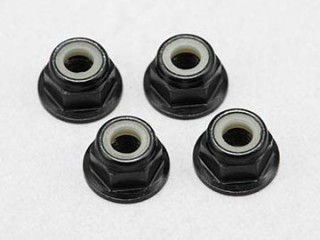 ●M4 アルミ製ナイロンフランジロックナット(ブラック 4個入) [ZC-N4AFBKA]]
